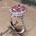 High quality 925 sterling silver ring oval classic pink moissanite rings for women